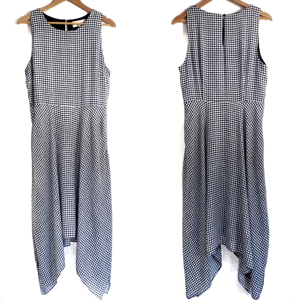 Philosophy Lined Indie Black Checkered Midi Dress